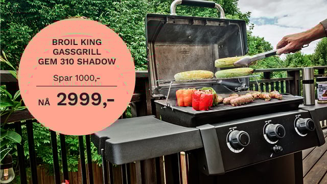 Broil king gassgrill GEM 310 Shadow: Spar 1000 kroner – nå 2999 kroner
