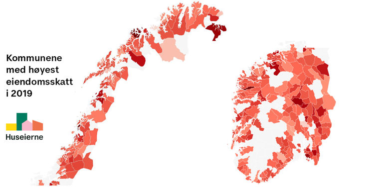 Kommunene med høyest eiendomsskatt i 2019