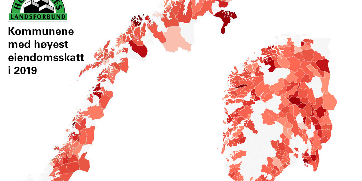 Kommunene med høyest eiendomsskatt i 2019