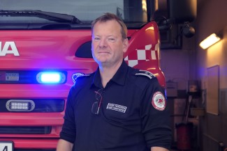Leder for forebyggende avdeling Svein Pedersen ved Lillehammer brannstasjon.