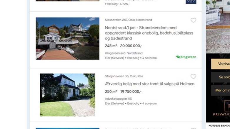 PÅ BOLIGJAKT? Blant boliger i det øvre prissjiktet i Oslo vil eiendomsskatten utgjøre en betydelig årlig utgift. Men det varierer hvor mye informasjon du som kjøper får om dette. (Skjermdump fra Finn.no.)  