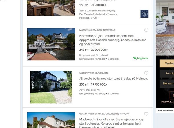 PÅ BOLIGJAKT? Blant boliger i det øvre prissjiktet i Oslo vil eiendomsskatten utgjøre en betydelig årlig utgift. Men det varierer hvor mye informasjon du som kjøper får om dette. (Skjermdump fra Finn.no.)