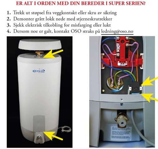 Oso Varmtvannsbereder Advarsel () Oso Varmtvannsbereder Advarsel
